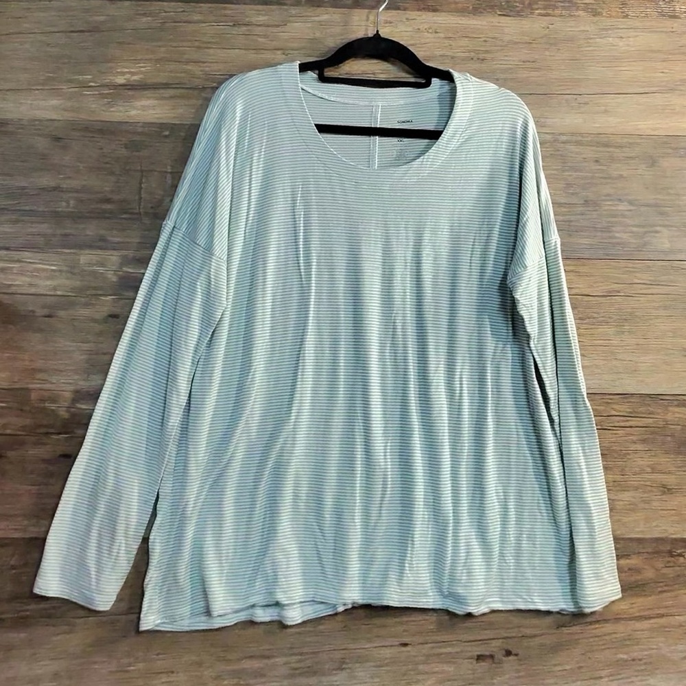 Sonoma Gray White Striped Blouse